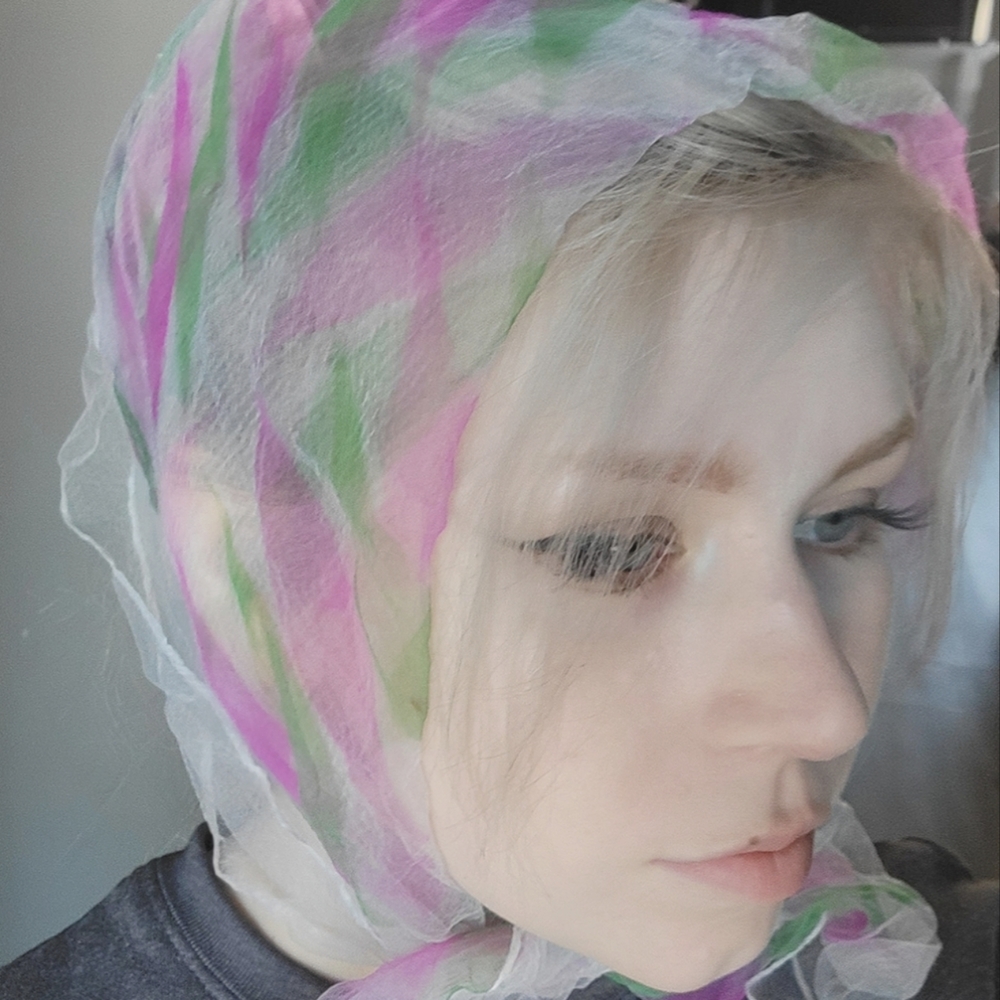 Vintage Abstract Sheer Sqaure Scarf